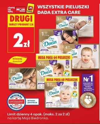 Pieluchy Dada Extra Care różne rodzaje promocja w Biedronka