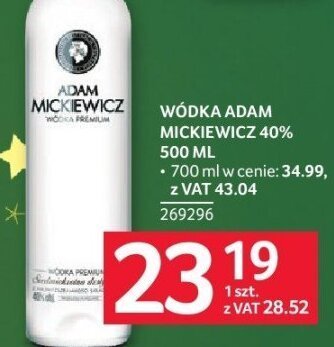 Wódka Adam Mickiewicz 40% 500 ml promocja w Selgros