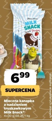 Mleczna kanapka z nadzieniem truskawkowym Milk Snack promocja w Netto