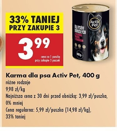 Karma dla psa z wątróbką wołową i ziemniakami Activ pet promocja