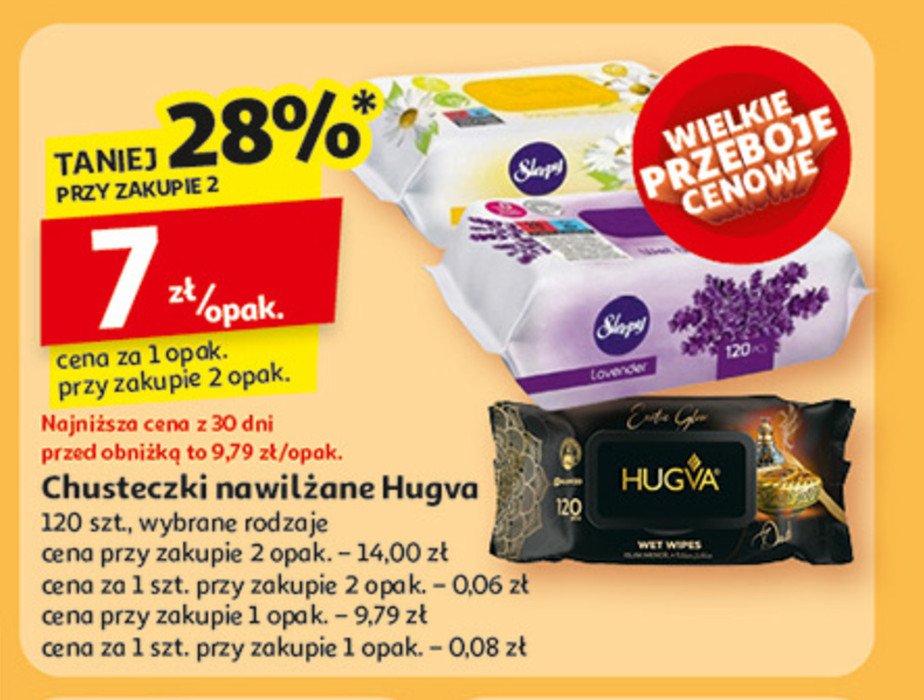 Chusteczki nawilżane Hugva promocja w Auchan