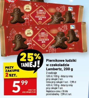 Piernikowe ludziki w czekoladzie Lambertz, 200 g promocja w Twój Market