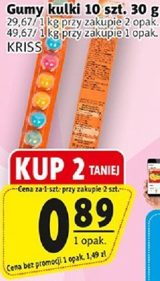 Gumy kulki 10 szt. 30 g KRISS promocja w Prim Market