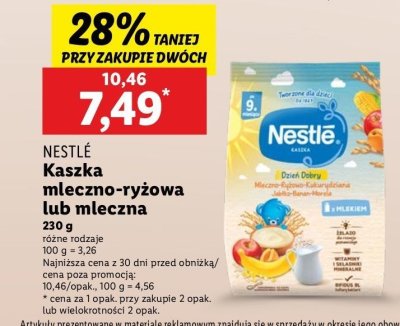 Kaszka mleczna ryżowo-kukurydziana banan-jabłko-morela Nestle kaszka dzień dobry promocja