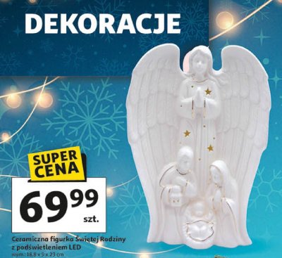 Ceramiczna figurka Świętej Rodziny z podświetleniem LED wym. 18,8 x 9 x 23 cm promocja w Auchan