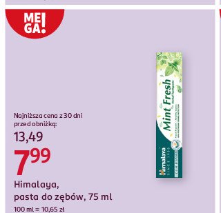 Pasta do mycia zębów mint fresh Himalaya herbals promocja w Rossmann