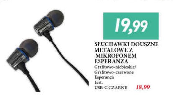 S艂uchawki douszne usb-c czarne Esperanza promocja