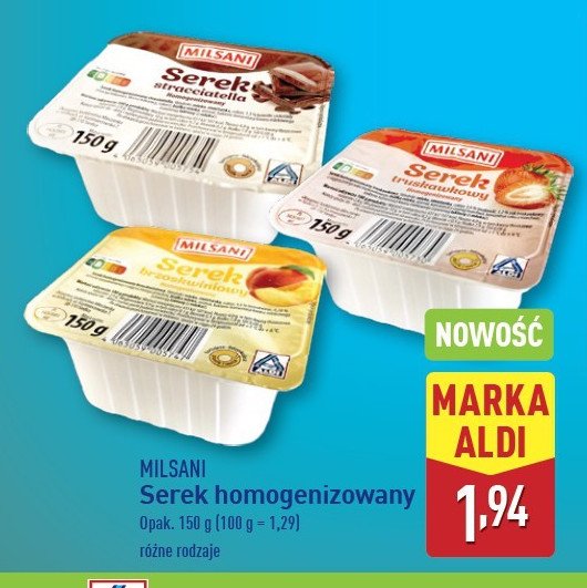 Serek truskawkowy Milsani promocja w Aldi