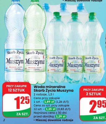 Woda mineralna Muszyna 2 rodzaje 1,5 l promocja w Dino