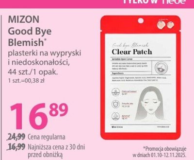 Płatki MIZON Good Bye Blemish płasterki na wypryski i niedoskonałości promocja w Hebe