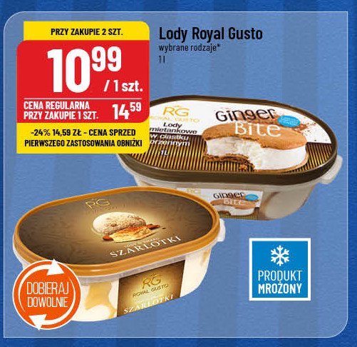 Lody śmietankowe w ciastku korzennym Royal gusto promocja