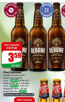 Piwo Dębowe butelka zwrotna promocja w Dino