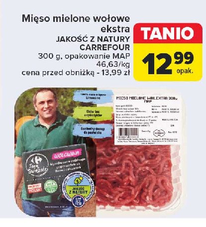 Mięso mielone wołowe ekstra Carrefour targ świeżości promocja w Carrefour