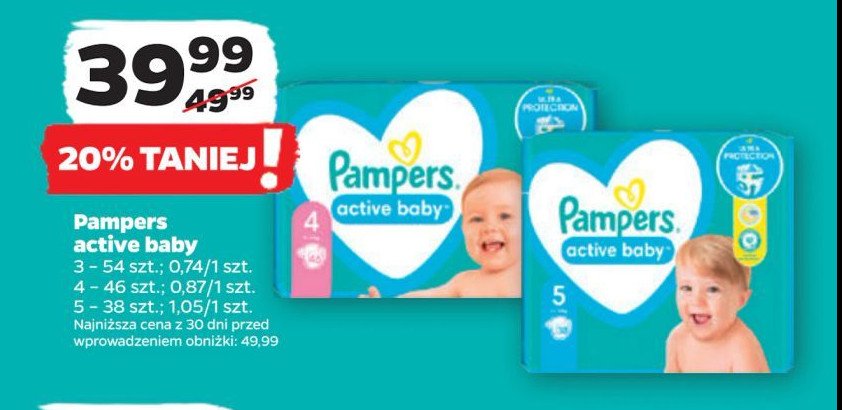 Pieluszki dla dzieci maxi Pampers active baby promocja
