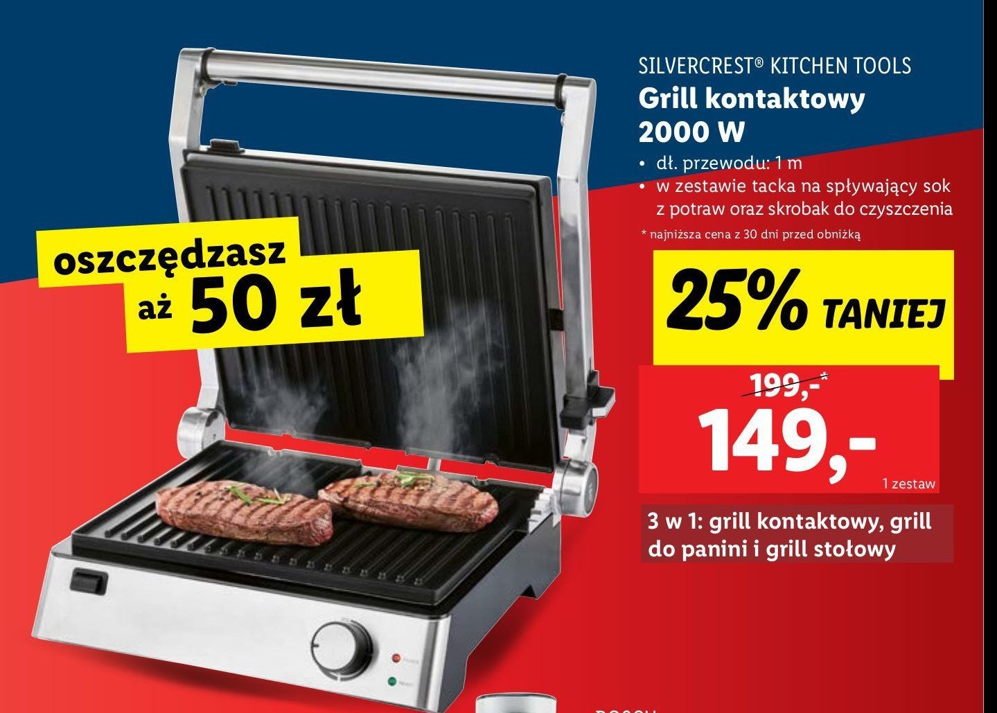 Grill kontaktowy 2000 w Silvercrest promocja w Lidl