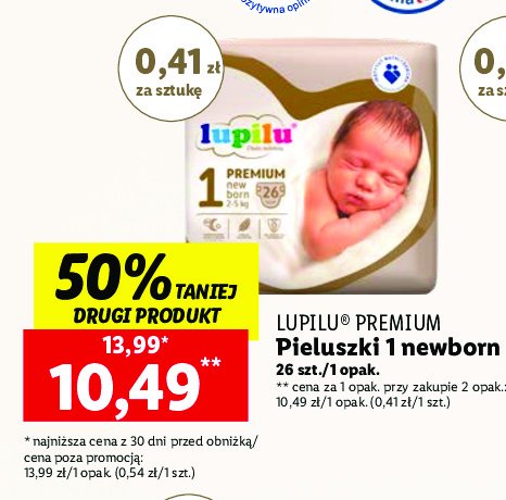 Pieluszki newborn 1 Lupilu premium promocja