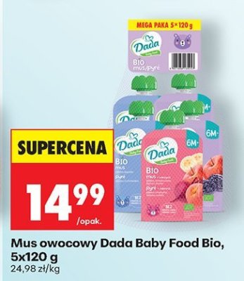 Mus owocowy Dada Baby Food Bio, 5x120 g promocja w Biedronka
