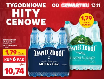 Woda źródlana różne rodzaje 6 x 1,5 l promocja w Kaufland
