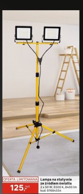 Lampa na statywie ze źródłem światła 2 x 50 W, 6500 K, 8400 lm promocja w Leroy Merlin