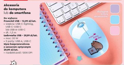 Mysz bezprzewodowa z sensorem optycznym Pusheen promocja w Biedronka