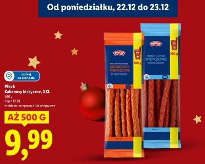 Kabanosy klasyczne XXL Pikok drobiowo-wieprzowe promocja w Lidl