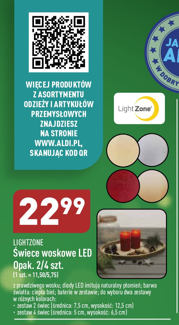 Świece woskowe led 5 cm LIGHTZONE promocja