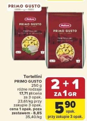 Makaron Tortellini Ricotta & Spinaci PRIMO GUSTO Melissa 250g promocja w Carrefour Market