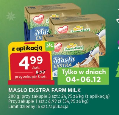 Masło ekstra Farm Milk promocja w Stokrotka