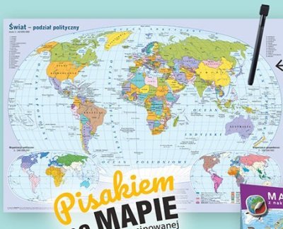 Mapa z suchościeralnym pisakiem po mapie promocja w Biedronka