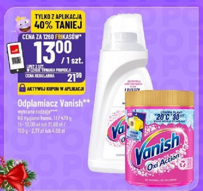 Odplamiacz Vanish 68 cykli-1kg promocja w POLOmarket