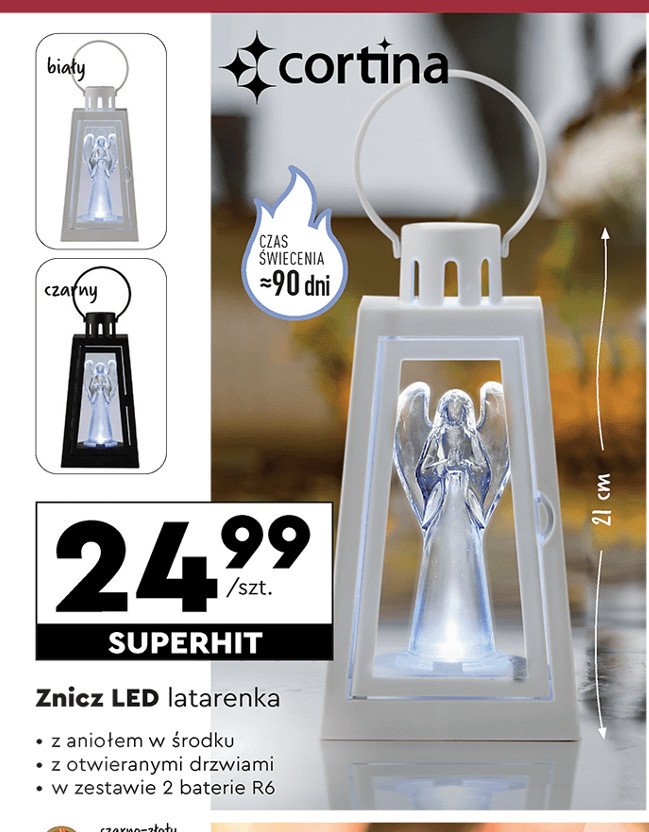 Znicz led latarenka czarna Cortina promocja w Biedronka