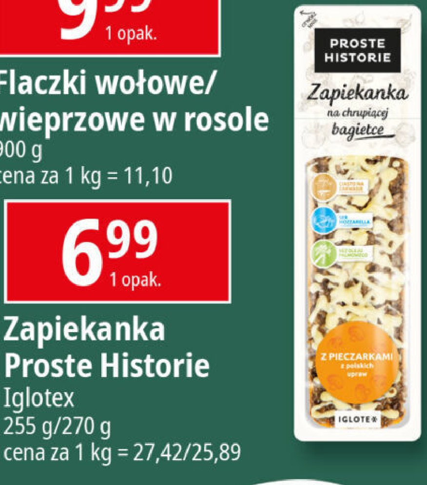 Zapiekanka na chrupiącej bagietce z pieczarkami Iglotex proste historie promocja