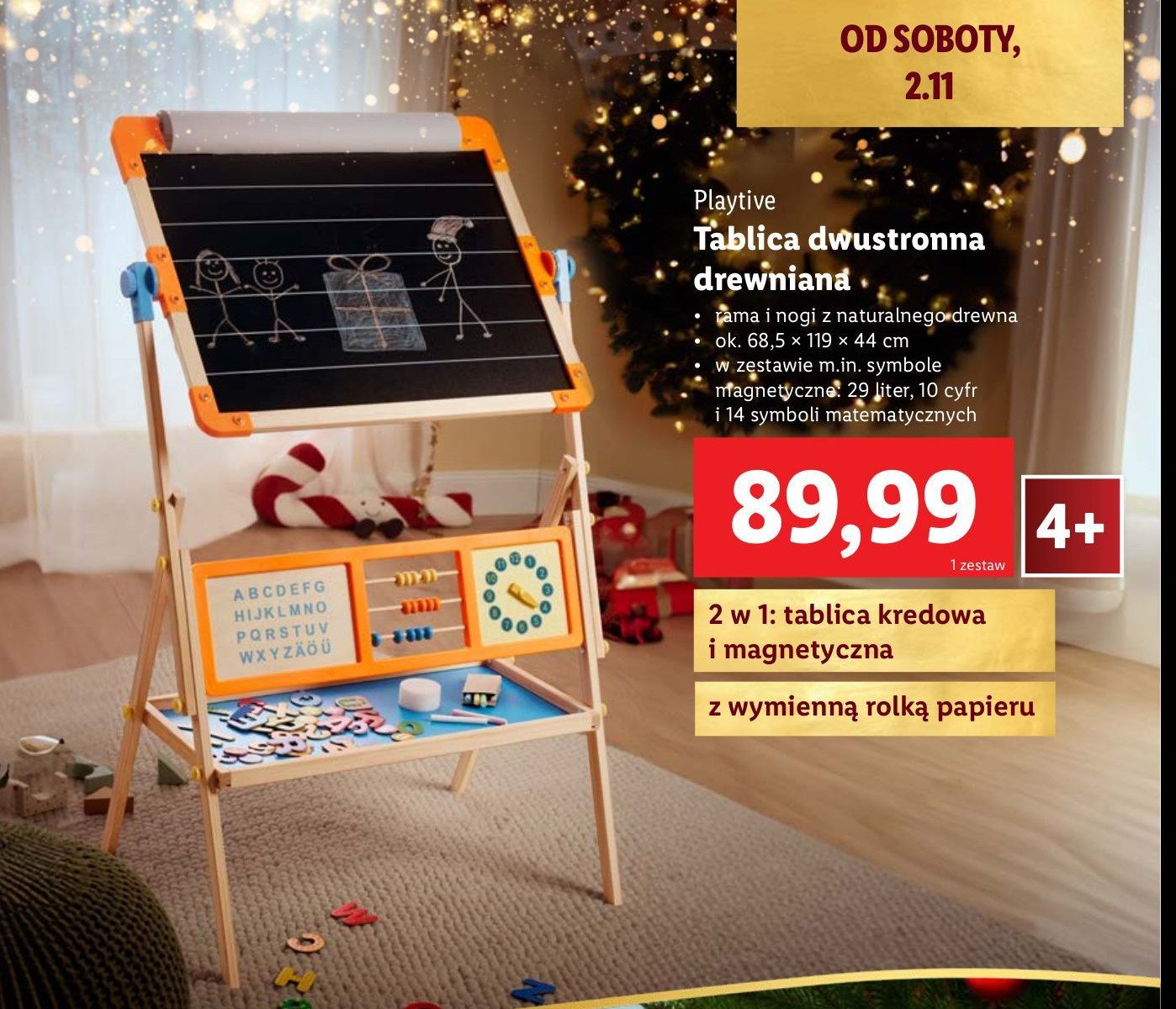 Tablica drewniana dwustronna Playtive promocja w Lidl