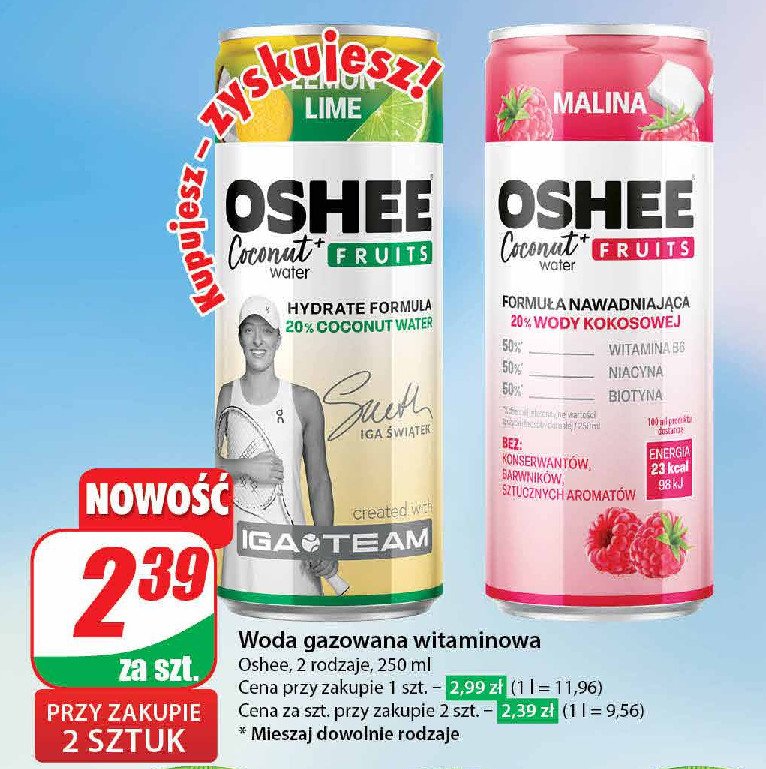 Napój lemon lime Oshee coconut fruits promocja