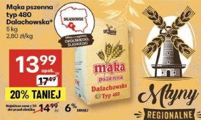 Mąka pszenna typ 480 Dalachowska promocja w Delikatesy Centrum