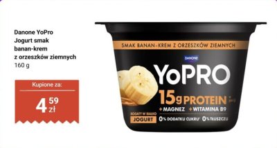 Jogurt YoPro smak banan-krem z orzeszków ziemnych promocja w Biedronka