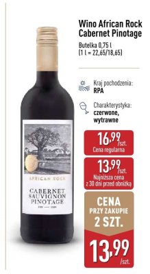 Wino African Rock Cabernet Pinotage promocja w Aldi