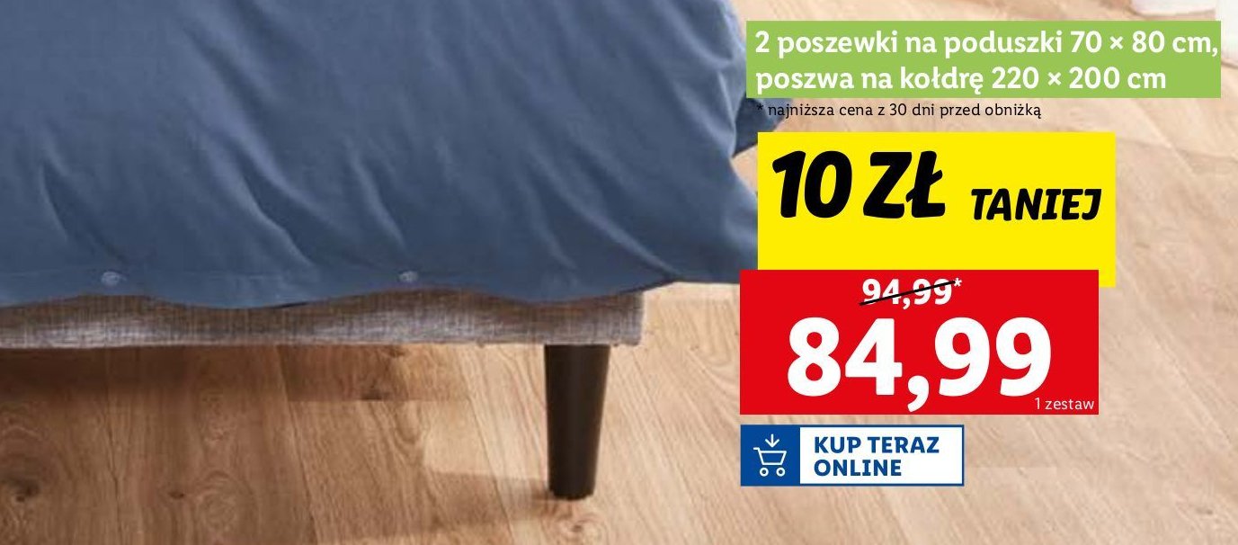 Komplet pościeli z bawełną renforce 220 x 200 cm + 2 x 70 x 80 cm LIVARNO HOME promocja w Lidl