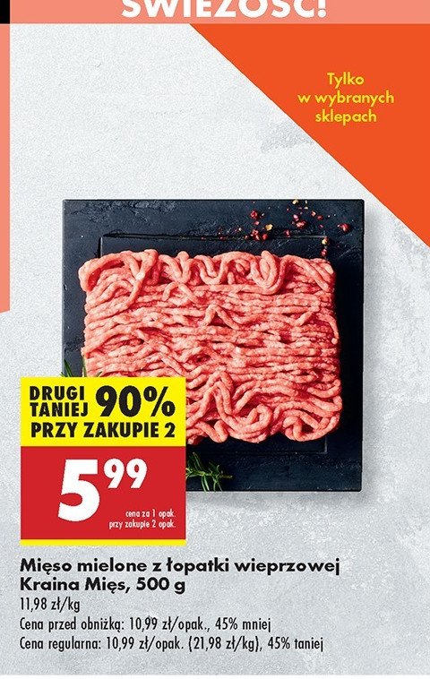 Mięso mielone z łopatki wieprzowej Kraina mięs promocja w Biedronka