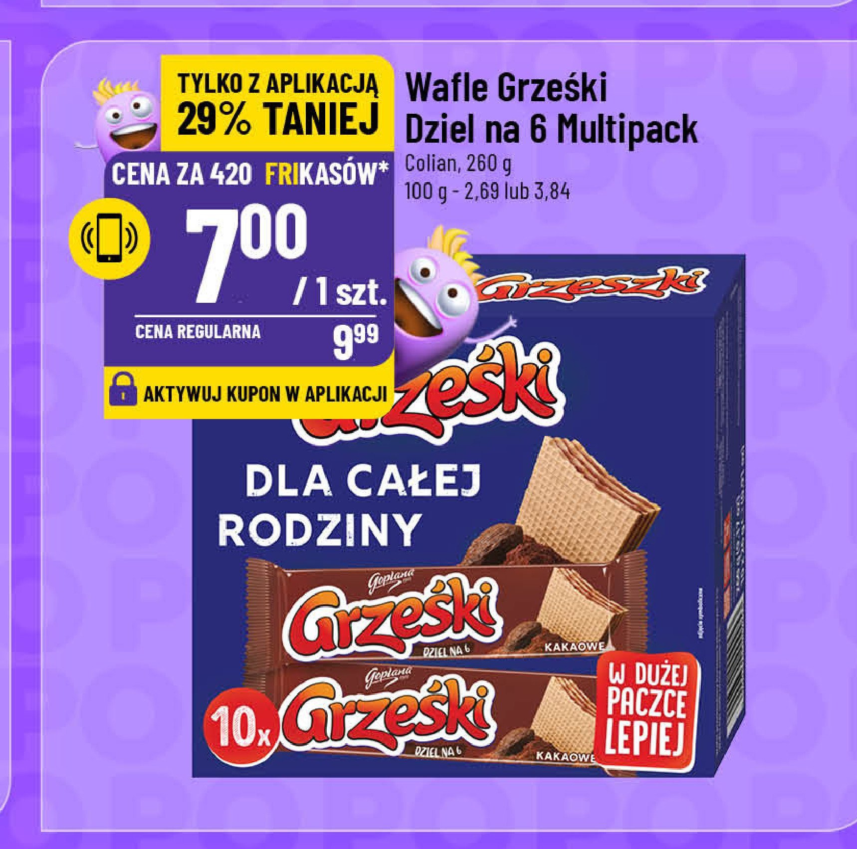 Wafelek dziel na 6 kakaowy Grześki promocja w POLOmarket