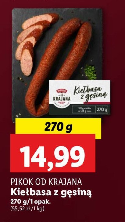 Kiełbasa z gęsiną Pikok od krajana promocja