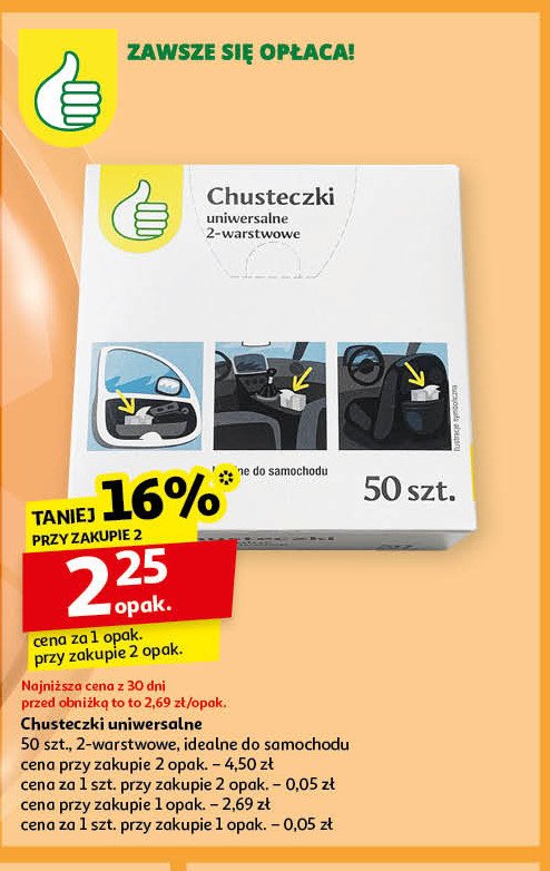 Chusteczki 2-warstwowe Podniesiony kciuk promocja w Auchan