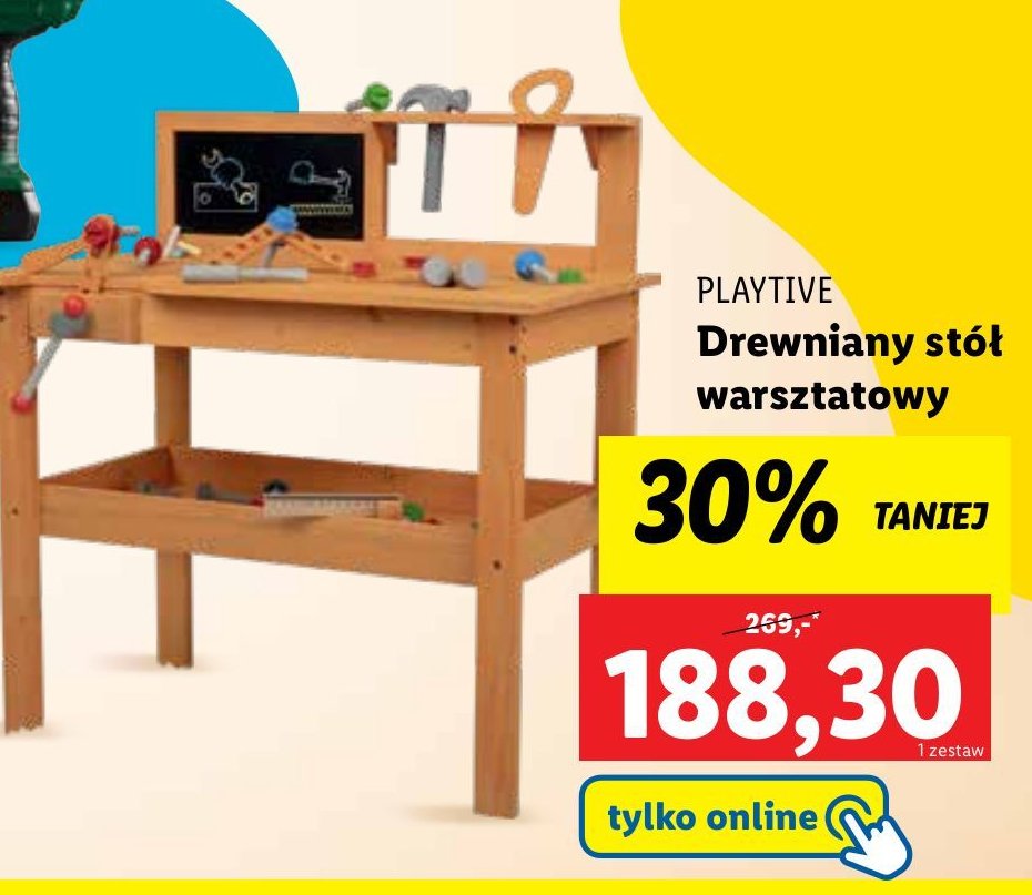 Drewniany st贸艂 warsztatowy Playtive promocja