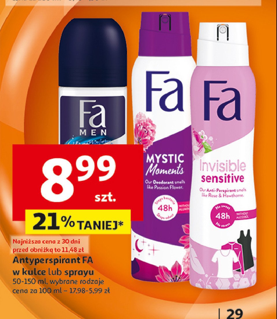 Dezodorant sporty fresh Fa men sport promocja w Auchan