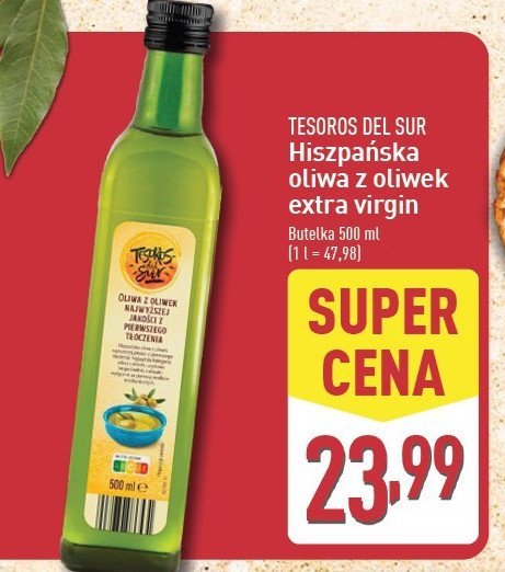 Oliwa z oliwek hiszpańska TESOROS DEL SUR promocja w Aldi
