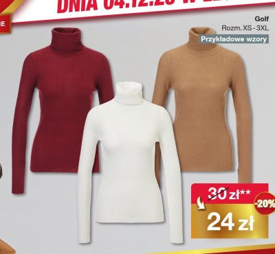 Golf damski z golfem Rozmiary XS-3XL promocja w Woolworth