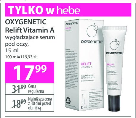 Serum wygładzające Oxygenetic relift vitamin a promocja