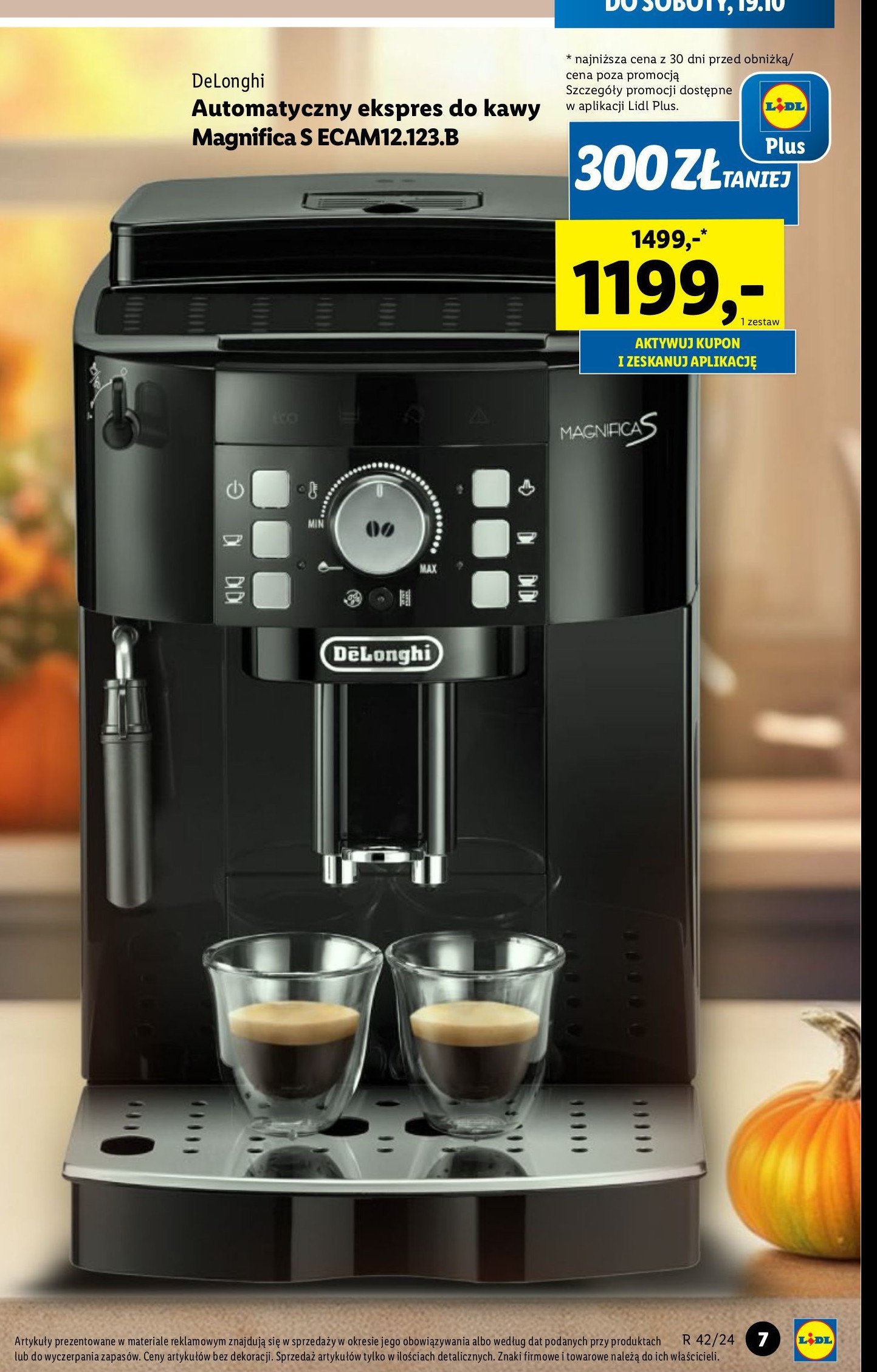 Ekspres ciśnieniowy magnifica s ecam 12.123.b De'longhi promocja w Lidl