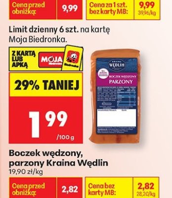 Boczek wędzony, parzony Kraina Wędlin promocja w Biedronka