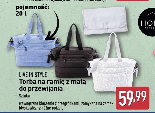 Torba z matą 20 l Live in style promocja w Aldi